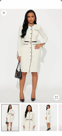 Monique Tweed Midi Dress Fashion Nova