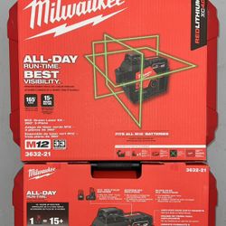 Milwaukee M12 360 Degree 3-Plane Laser Kit. Model #3632-21