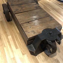 Vintage Antique Railroad Wheelcart Coffee Table