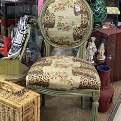 Accent Chair - Leopard, Green And Flowers