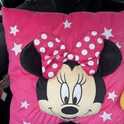 Minnie Mouse Pillow Pink Disney Polka Dot Bow Pink Travel Girl Plush Soft Decor