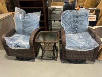 New -3 Piece Swivel Rocker Patio Chairs, Outdoor Swivel Glider Chair, Heavy Duty Patio Chairs 400 lbs with Side Table, for Backyard, Deck, Porch