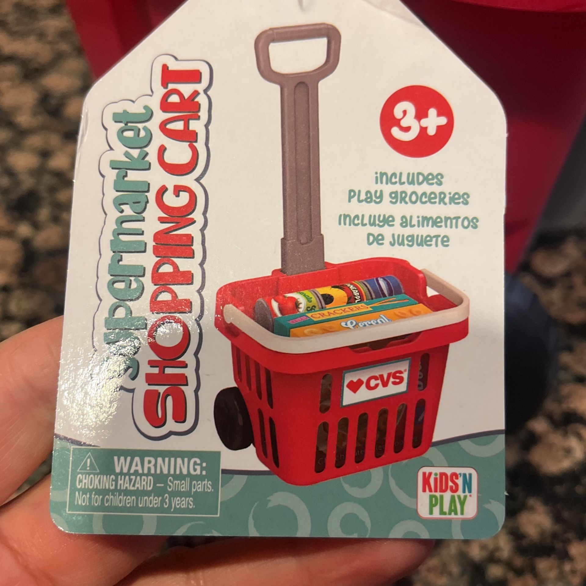 CVS toy shopping cart with wheels and faux food items for Sale in Fontana,  CA - OfferUp