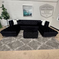🛋️Stunning Velvet Ushaped Sectional w/Ottoman (Delivery Available!! )