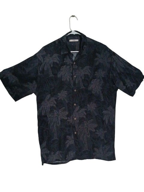 Hawaiian Style Casual Short Sleeve Shirt Botanical Leaf Print Men's Size Medium