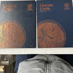 Lincoln Pennies Group Of 9 Ranging From 1910-40 Plus 2 Books 