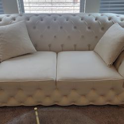 Ivory Tufted Sofa Set