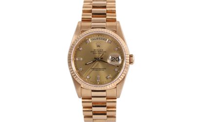 1990 Rolex Day-Date 36mm - 18238 (Factory Champagne Diamond)