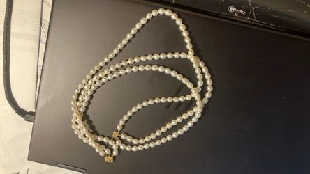 Long Pearl Necklace with Gold Clasp