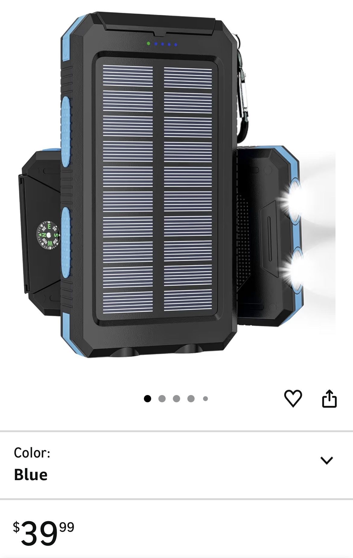 π In π¦ Solar Charger Power Bank-36800mAh,QC3.0Fast Charger with LED Flashlight,IP65Waterproof Portable Power Bank for Outdoor Activities(Blue)