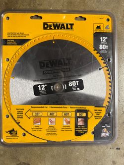 DeWalt 12-Inch 80T Construction Saw Blade