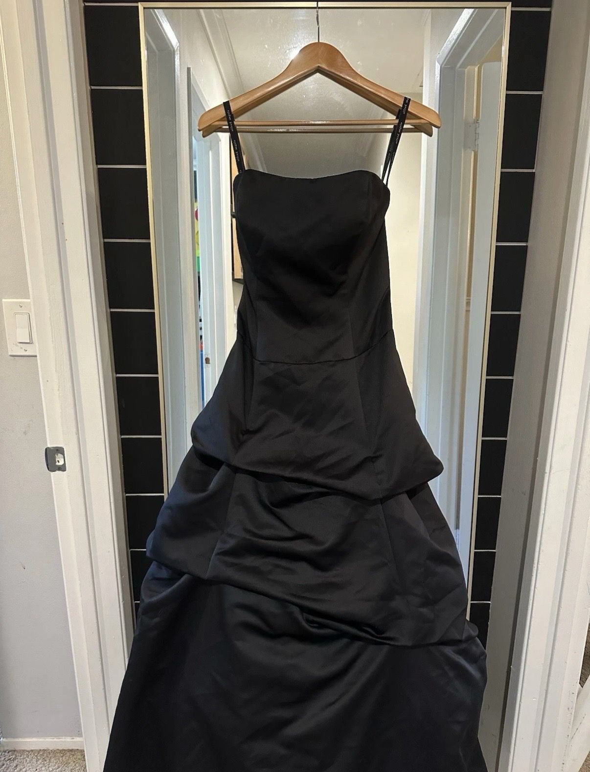 Alfred Angelo Black Bridesmaids Dress Size 10 Long Formal Gown Lace Up Back