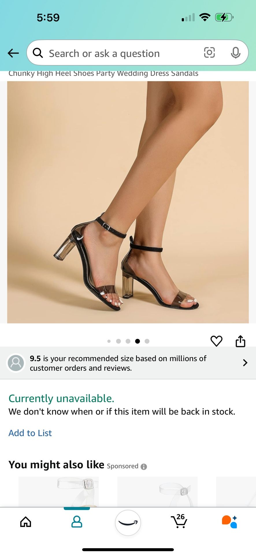 Size 10 Clear Black Heels