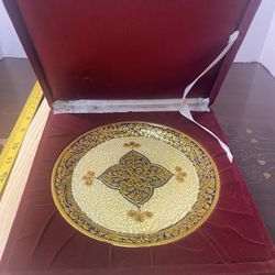 Handcrafted Marble Plate With Pure Gold Leaf, Royal City Of Jaipur