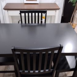 5 PC Black Dining Set With 4 Ladder Back Chairs (New)