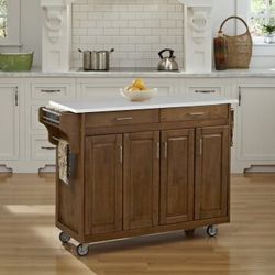 Home Style Kitchen Cart with white butter fly Leaf Top