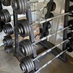 Fixed Barbell Set With Rack Straight And Curl Bar