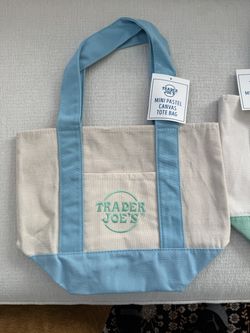 NEW Trader Joes Mini Pastel Canvas Tote Bag