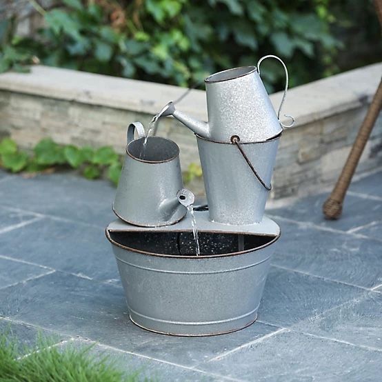 Brand New!LuxenHome Farmhouse Rustic Metal Pitcher Outdoor Fountain, F1432