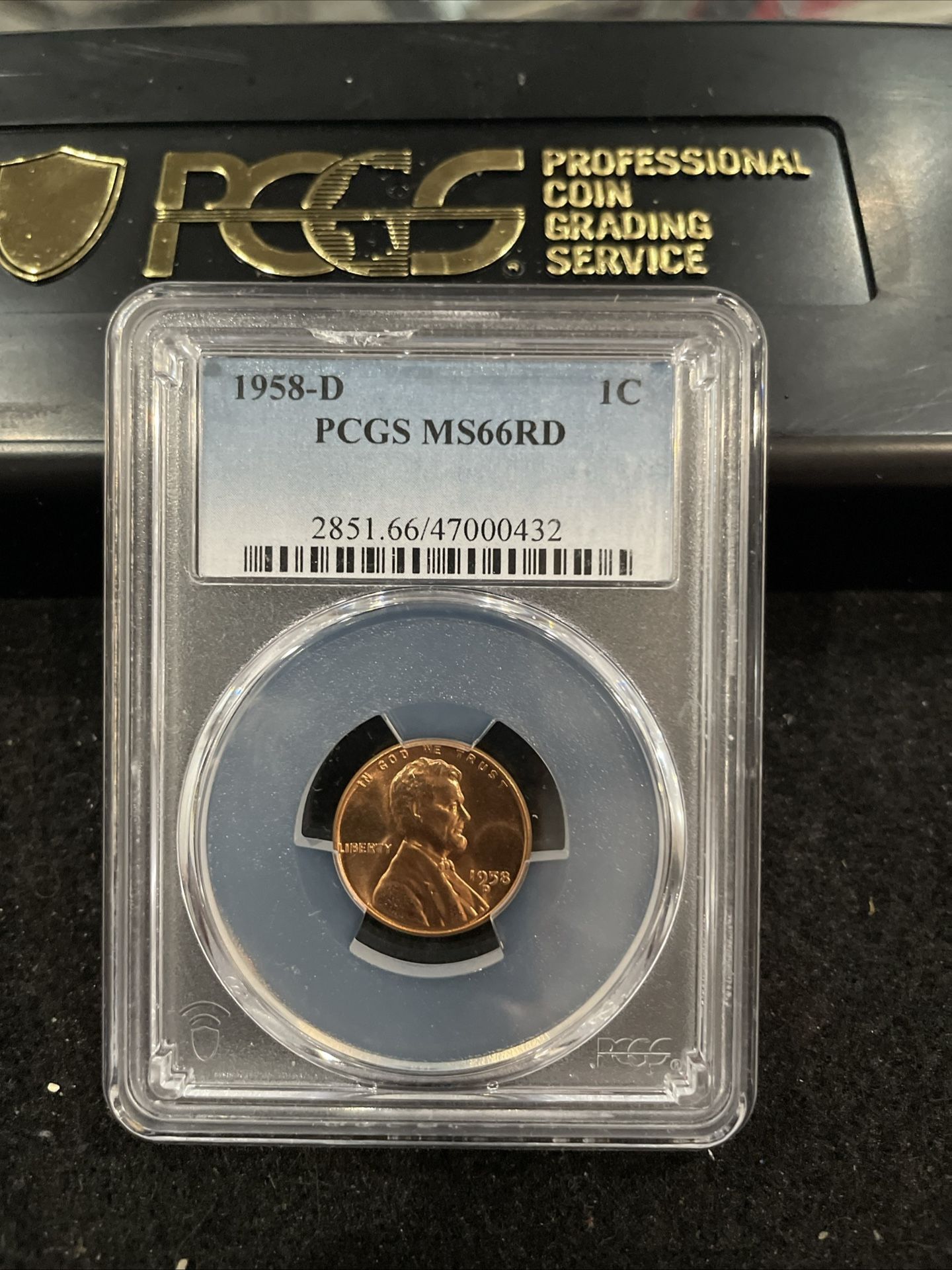 1958 D Gem Uncirculated Lincoln Penny Graded At MS64 Bright Red 4-10