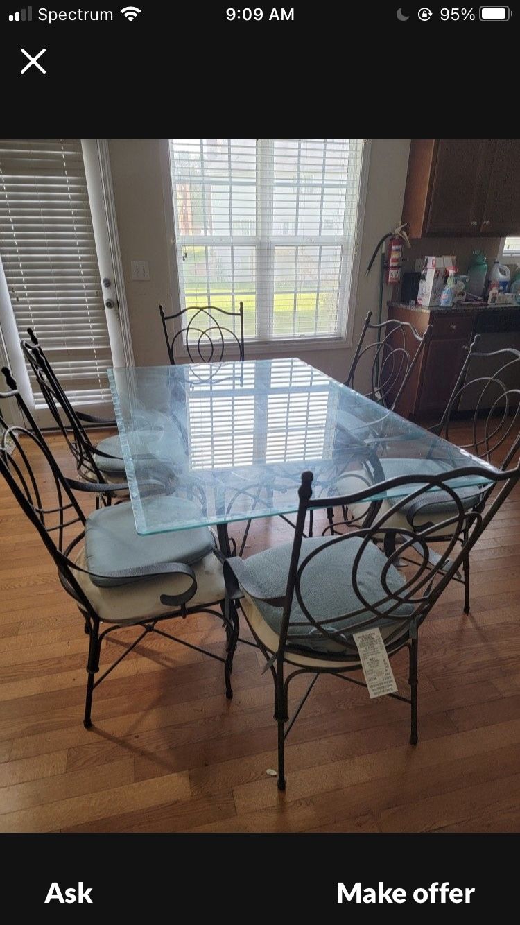 Huge Heavy Top Glass Dinning Table