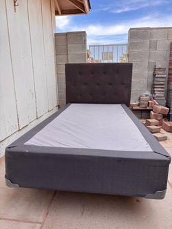 Twin Upholstered Bed Frame with Headboard