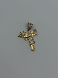 Gold Iced Out Uzi Gun Pendant