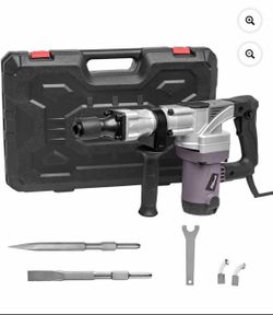 XtremepowerUS Demolition Jack Hammer, 1400W Electric Jackhammer Heavy Duty, 2pc Chisels Bits Chipping With Case, 3000 BPM Concrete Breaker, 5/8" 61121