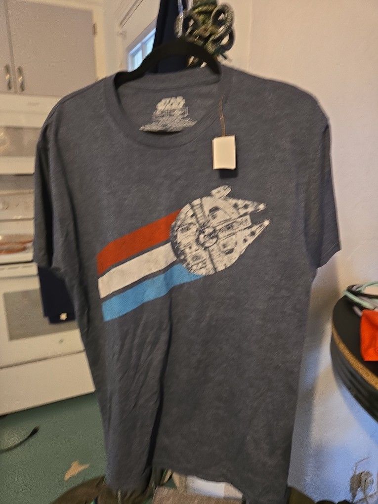 3 Shirts, Sz L. 2 Spiderman & 1 Star Wars, Tags On Them