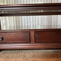 Coffee Table Solid Wood -Beveled Glass Top