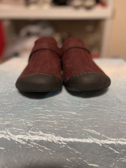 Maroon  Soft Step Velcro Faux Snap Shoe