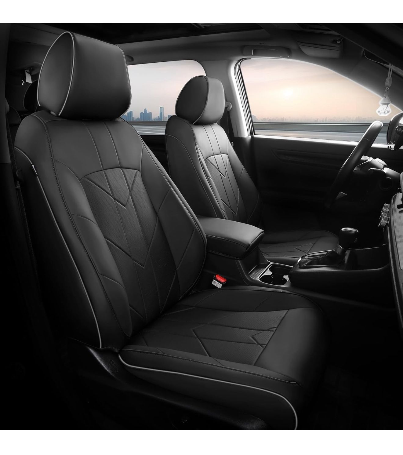 HRV Seat Covers for Honda HRV Sport,LX 2023 2024 2025 Faux Leather Car Seat Cover Full Set Waterproof - Black