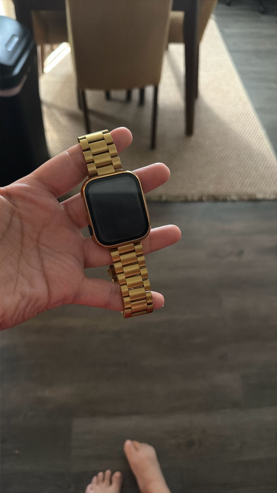 Apple Watch with gold band