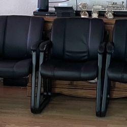 Set Black Leather Office Chairs