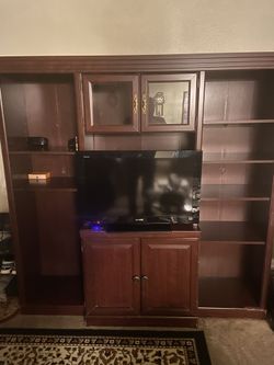 Entertainment center with light inside