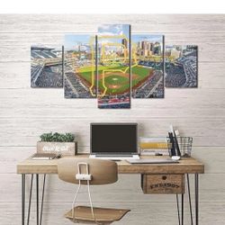 Brand New Pittsburgh Pirates Stadium Canvas Wall Art – 5 Panel Baseball Wall Décor, 40”L x 24”W