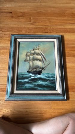 Vintage Tall Ship Nautical Painting