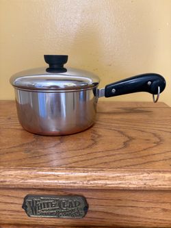 Vintage 1.5 Qt Revere Ware Copper Bottom Saucepan with Lid.   P