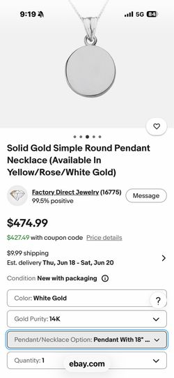 GOOD CONDITION 14K White Gold Necklace