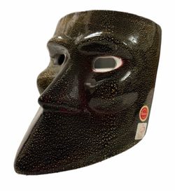Italian Murano Art Glass Venetian Mask Amethyst Color & Gold Flecks