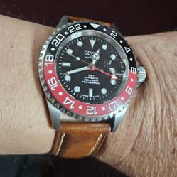 43mm GEVRIL PEPSI MENS WATCH ,ORIG BRACLET BOX MANUAL IN NORWALK 