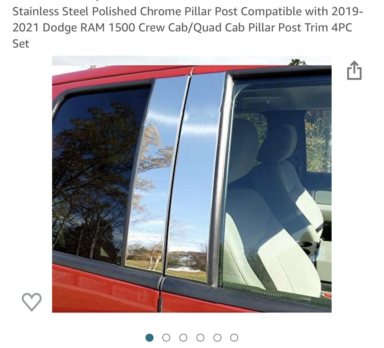 4 Chrome Door Pillars Dodge Ram 2010-2022