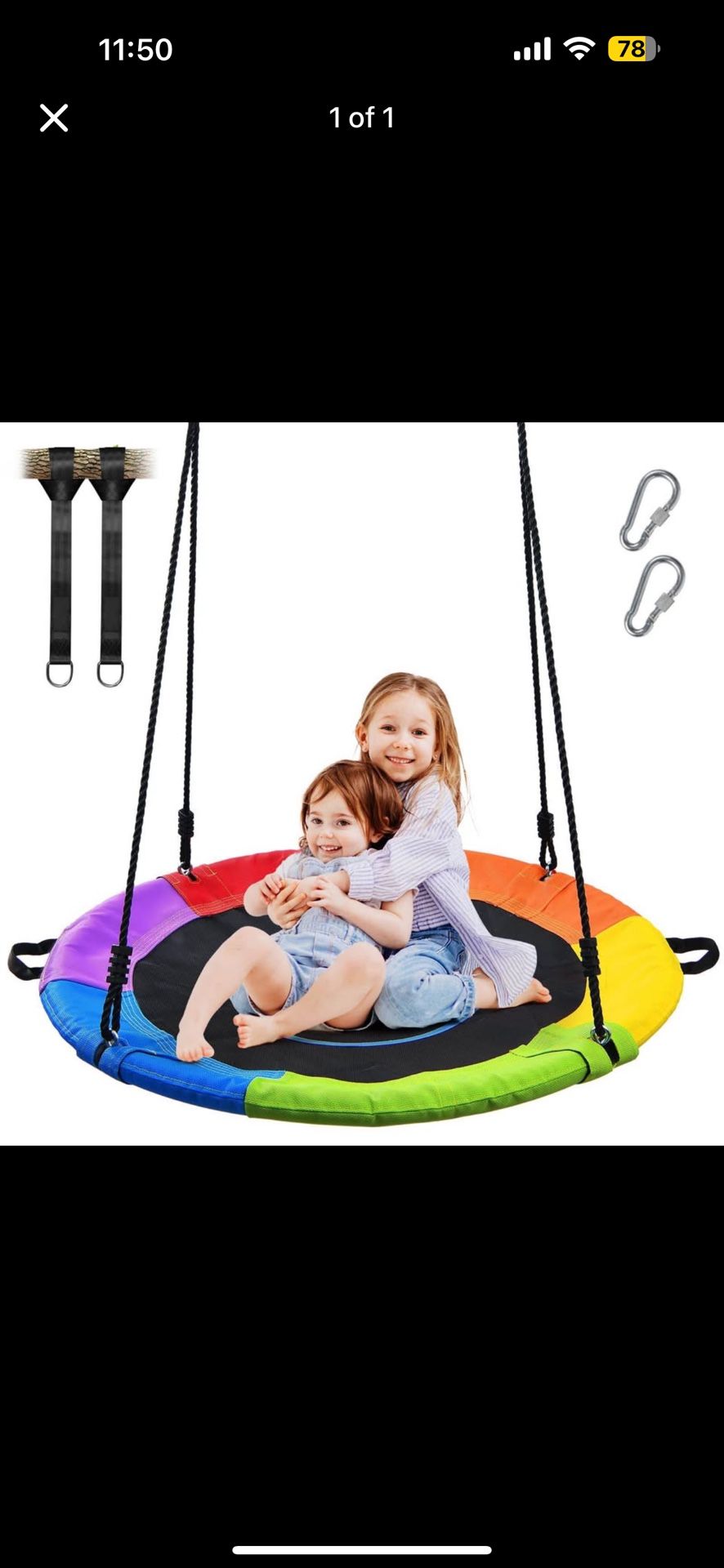 Brand New Trekassy 700lb 40" Saucer Tree Swing For Kids Adults Outdoor Textilene With 2pcs Tree Hanging Straps