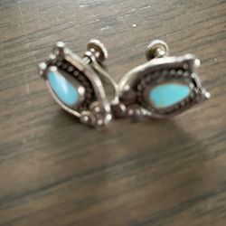 Old Small Turquoise Earrings 