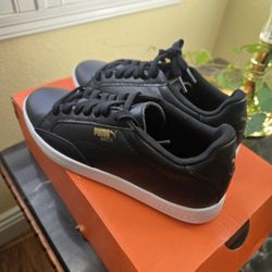 New Black PUMA Woman's Leather Sneakers Size 8.5