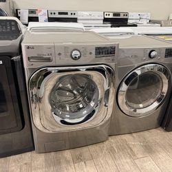 LG stainless steel frontload washer and dryer set electric with warranty