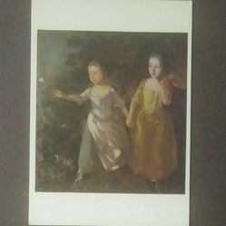 Thomas Gainsborough The Painter's Daughters Chasing a Butterfly Vintage Collectible Postcard Post Card RPPC PC
