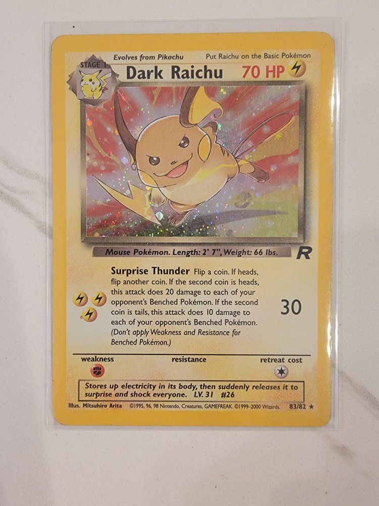 Pokémon TCG Card Dark Raichu Team Rocket 83/82 Holo Unlimited Secret Rare - LP 