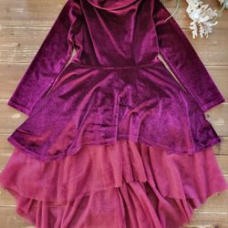 SIZE 6 GIRLS BARBERRY VELOUR PETTICOAT HIGH LOW HOLIDAY DRESS **NEW W/OUT TAGS**