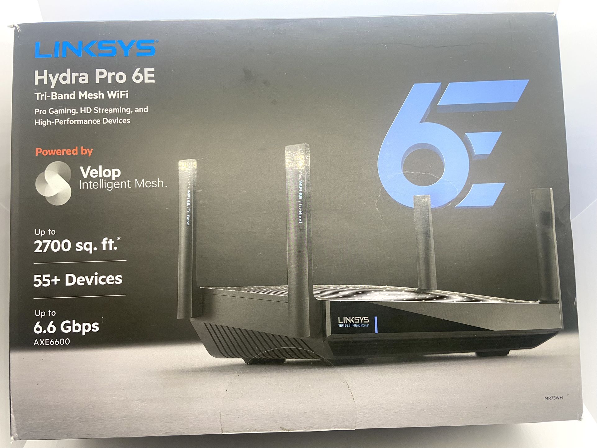 Linksys Hydra Pro 6E MR75WH AXE6600 Tri-Band WIreless Router - Black